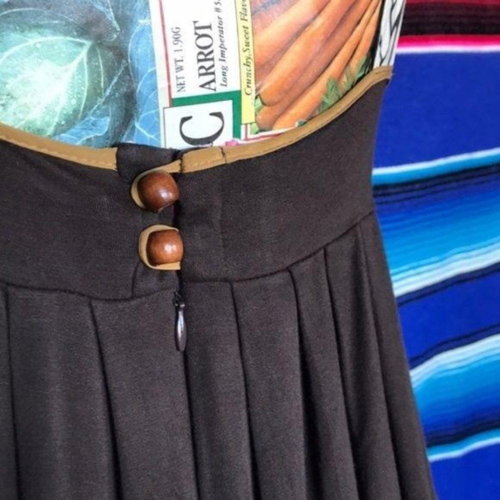 Vena Cava Pleated Silk Strap Pattern Backless Dres - image 5